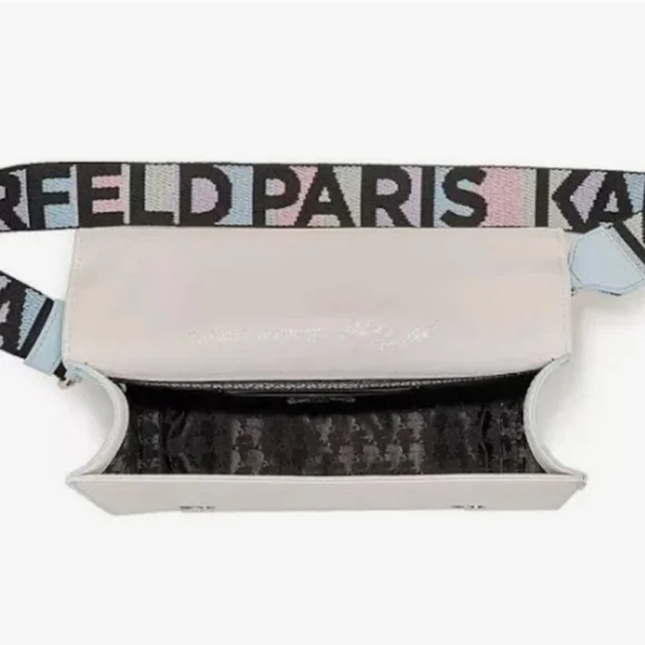 ✨️🩵 Karl Lagerfeld top handle Simone Flap Crossbody satchel Bag Pastel Dot ✨️💛 - Picture 5 of 7